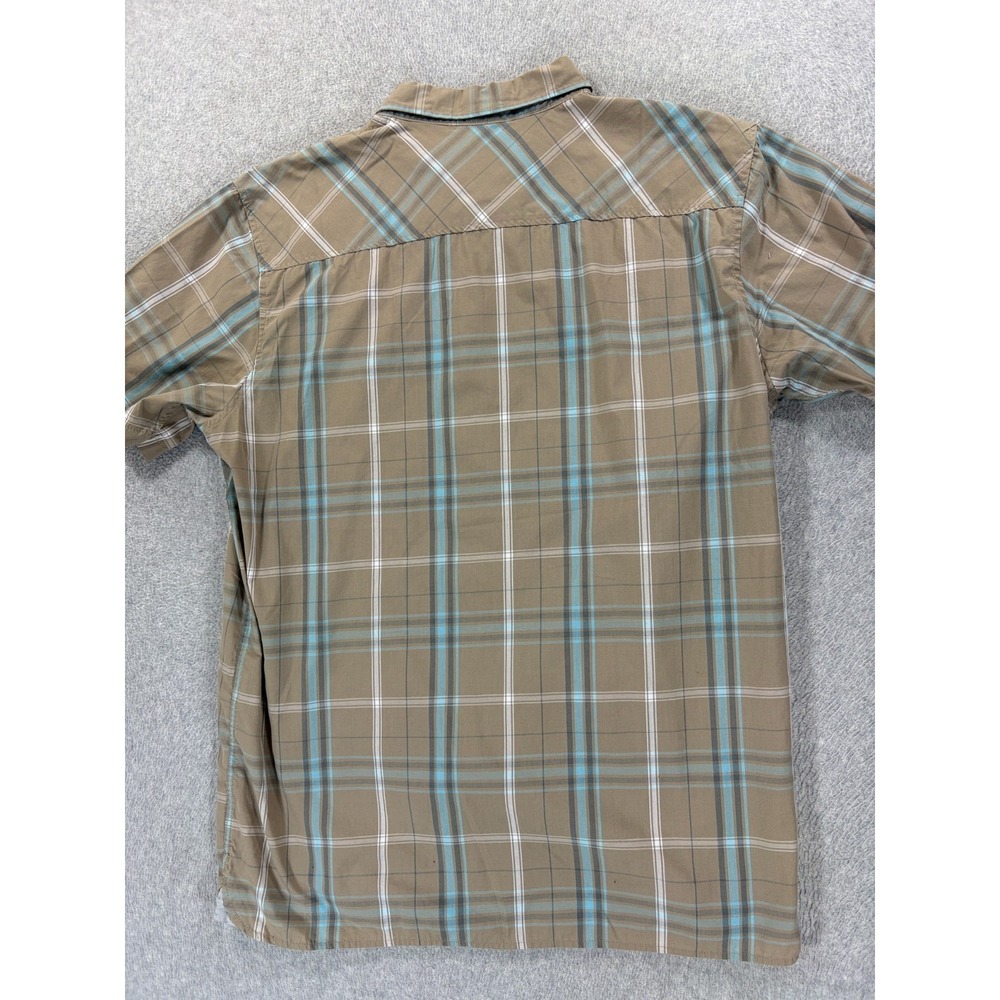 Oakley Plaid Short Sleeve OutDoor Button Down Shirt (Men's XL) Tan - Picture 9 of 9
